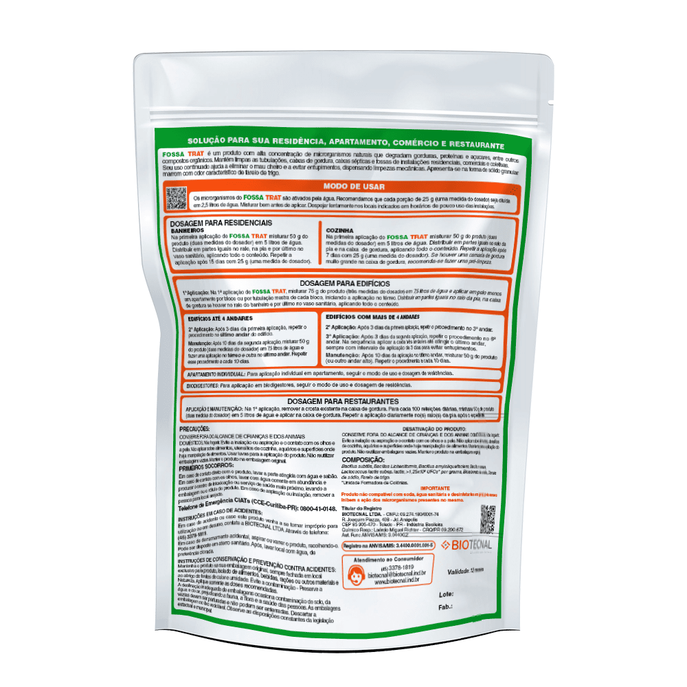 FOSSA TRAT - AÇÃO DE LIMPEZA - PACOTE 500 G